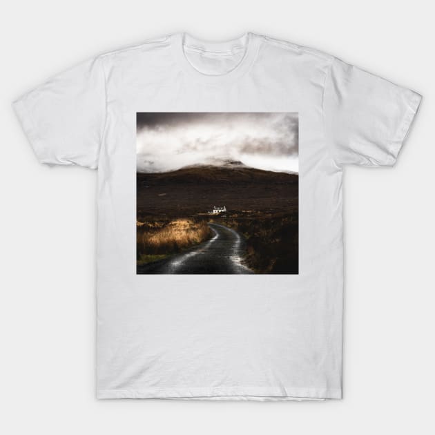 Moody Road Leading to The Cabin Isle of Skye Scotland T-Shirt by Danny Wanders